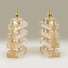 Italian Como stacked Murano table lamps with gold flecks - 4615792