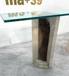 Italian Console Table with Travertine Base and Ancient Column Fragment - 4307933