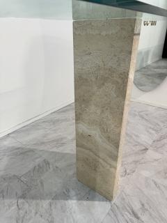 Italian Console Table with Travertine Base and Ancient Column Fragment - 4307938