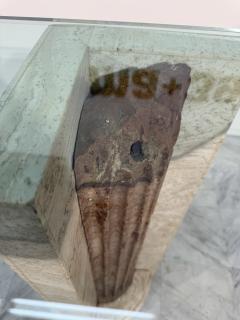 Italian Console Table with Travertine Base and Ancient Column Fragment - 4307941