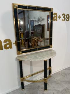 Italian Console with Mirror Lacquered Dark Green - 4329777