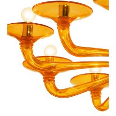 Italian Contemporary Amber Murano Style Glass Chandelier - 4445834