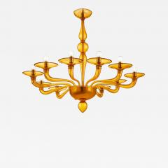 Italian Contemporary Amber Murano Style Glass Chandelier - 4446052