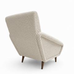 Italian Contemporary Armchairs Upholstered in Ivory Wool and Wooden Legs - 4705145