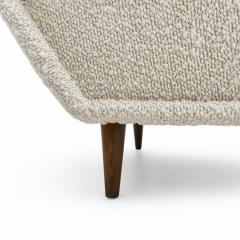 Italian Contemporary Armchairs Upholstered in Ivory Wool and Wooden Legs - 4705146