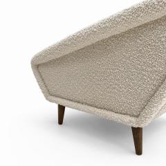 Italian Contemporary Armchairs Upholstered in Ivory Wool and Wooden Legs - 4705147