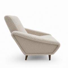 Italian Contemporary Armchairs Upholstered in Ivory Wool and Wooden Legs - 4705150