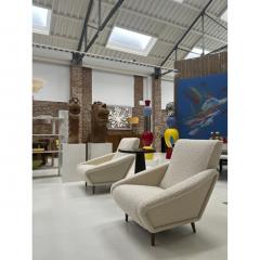 Italian Contemporary Armchairs Upholstered in Ivory Wool and Wooden Legs - 4705154