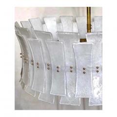 Italian Contemporary Art Deco Design White Frosted Murano Glass Drum Chandelier - 2125682