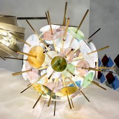 Italian Contemporary Brass Pastel Murano Glass Sputnik Round Sphere Chandelier - 2994490