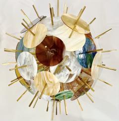 Italian Contemporary Brass Pastel Murano Glass Sputnik Round Sphere Chandelier - 2994493