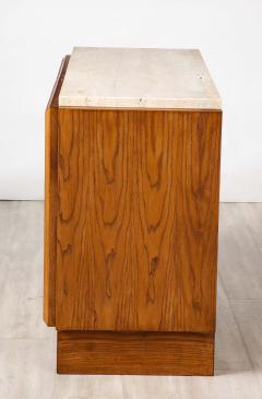 Italian Contemporary Carved Oak and Travertine Cabinet - 3362176