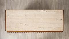 Italian Contemporary Carved Oak and Travertine Cabinet - 3362179