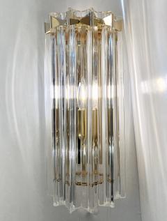 Italian Contemporary Minimalist Brass Crystal Clear Murano Glass Sconce - 3190781