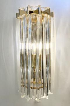 Italian Contemporary Minimalist Brass Crystal Clear Murano Glass Sconce - 3190784