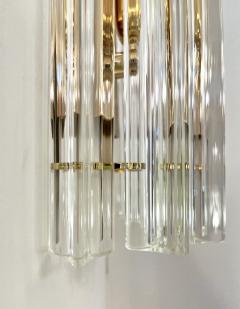 Italian Contemporary Minimalist Brass Crystal Clear Murano Glass Sconce - 3190786