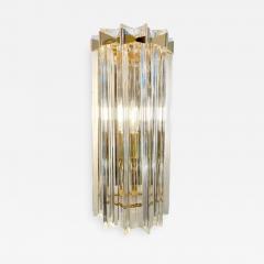 Italian Contemporary Minimalist Brass Crystal Clear Murano Glass Sconce - 3190872