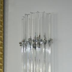 Italian Contemporary Minimalist Pair of Nickel Crystal Murano Glass Sconces - 1425367