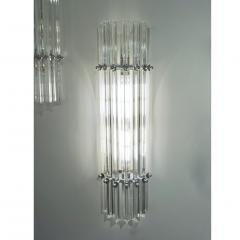 Italian Contemporary Minimalist Pair of Nickel Crystal Murano Glass Sconces - 1425369