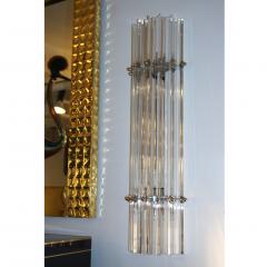 Italian Contemporary Minimalist Pair of Nickel Crystal Murano Glass Sconces - 1425370