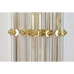 Italian Contemporary Minimalist Pair of Satin Brass Crystal Murano Glass Sconces - 1687868