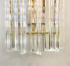 Italian Contemporary Pair of Minimalist Brass Crystal Clear Murano Glass Sconces - 2885828