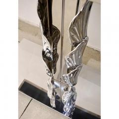 Italian Contemporary Polished Chrome and Black Glass Console with Shell Motif - 370487