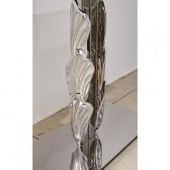 Italian Contemporary Polished Chrome and Black Glass Console with Shell Motif - 370490