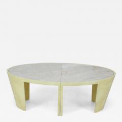 Italian Contemporary Two Piece Oval Parchment and Marble Coffee Table - 2804746