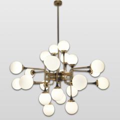 Italian Contemporary White Black Brass 24 Light Modern Asymmetric Chandelier - 1979866