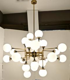 Italian Contemporary White Black Brass 24 Light Modern Asymmetric Chandelier - 1979873