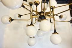 Italian Contemporary White Black Brass 24 Light Modern Asymmetric Chandelier - 1979874