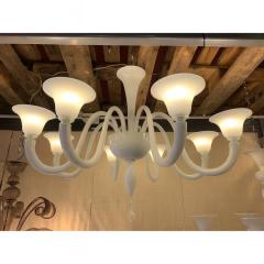 Italian Contemporary White Murano Glass Chandelier in Dec Style - 4445879