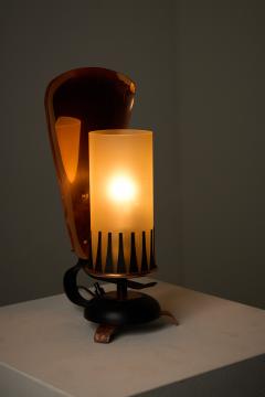 Italian Copper and Frosted Glass Table Lamp - 4505257