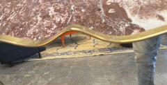 Italian Curvilinear Brass Framed Wall Mirror 1950s - 4348436