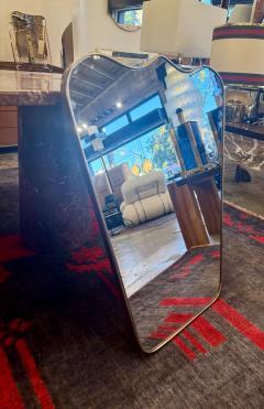 Italian Curvilinear Brass Framed Wall Mirror 1950s - 4348437