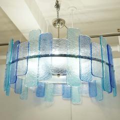 Italian Custom Aquamarine Cobalt Blue Texture Murano Glass Chandelier Flushmount - 2293464