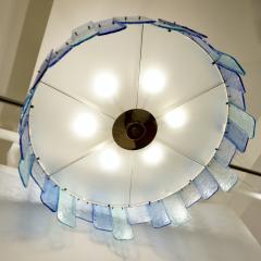 Italian Custom Aquamarine Cobalt Blue Texture Murano Glass Chandelier Flushmount - 2293771