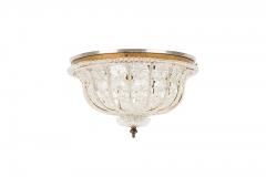 Italian Cut Crystal and Brass Flush Mount Chandelier - 4162395
