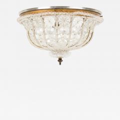 Italian Cut Crystal and Brass Flush Mount Chandelier - 4167674