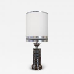 Italian Design Ceramic and Chromed Metal Table Lamp 1970s - 4116655
