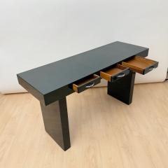Italian Design Console Green Lacquer Walnut Chrome Italy circa 1970 - 4529489