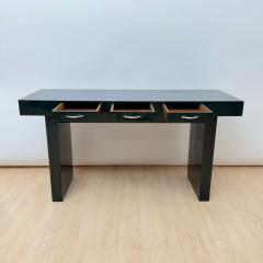 Italian Design Console Green Lacquer Walnut Chrome Italy circa 1970 - 4529492