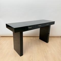 Italian Design Console Green Lacquer Walnut Chrome Italy circa 1970 - 4529493