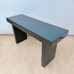 Italian Design Console Green Lacquer Walnut Chrome Italy circa 1970 - 4529497