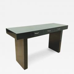 Italian Design Console Green Lacquer Walnut Chrome Italy circa 1970 - 4532111