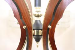 Italian Design Glass Bolws Black Lacquered Metal and Brass Chandelier 1950s - 2870889