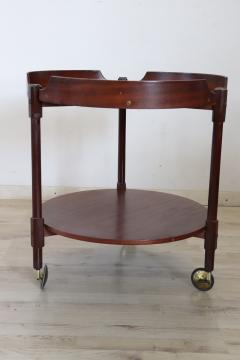 Italian Design Mid Century Round Bar Cart in Teak 1950s - 3291859