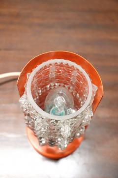 Italian Design Murano Glass and Orange Metal Table Lamp by Barovier 1950s - 2852447