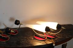 Italian Design Opaline Glass and Brass Stilnovo Style Set of 4 Sconces 1950s - 3271576